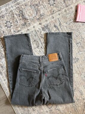 Levi’s premium ribcage straight ankle jeans die 24 black gray wash buttonfly